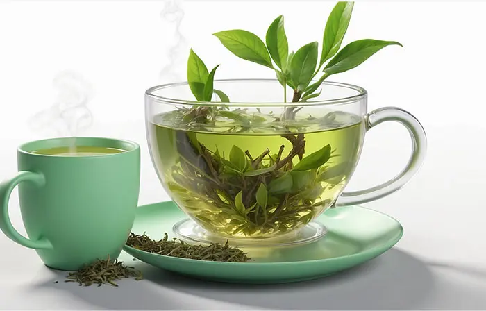 Green Tea in the Cup Stunning 3D Design Art Illustration